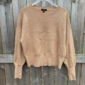 J. Crew Sweater Crew Neck Pullover Long Balloon Sleeve Tan Size Medium Classic